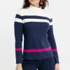 T-SHIRT RAYE COL MONTANT -
