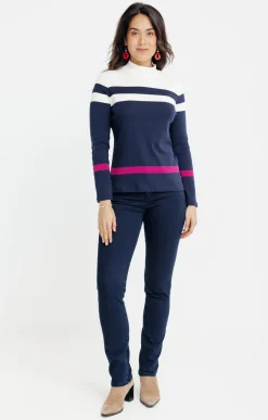 T-SHIRT RAYE COL MONTANT -