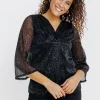 T-SHIRT SEQUIN MANCHES 3/4 -