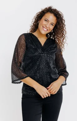 T-SHIRT SEQUIN MANCHES 3/4 -