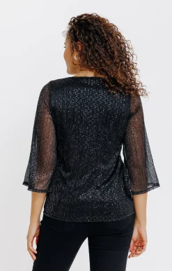 T-SHIRT SEQUIN MANCHES 3/4 -