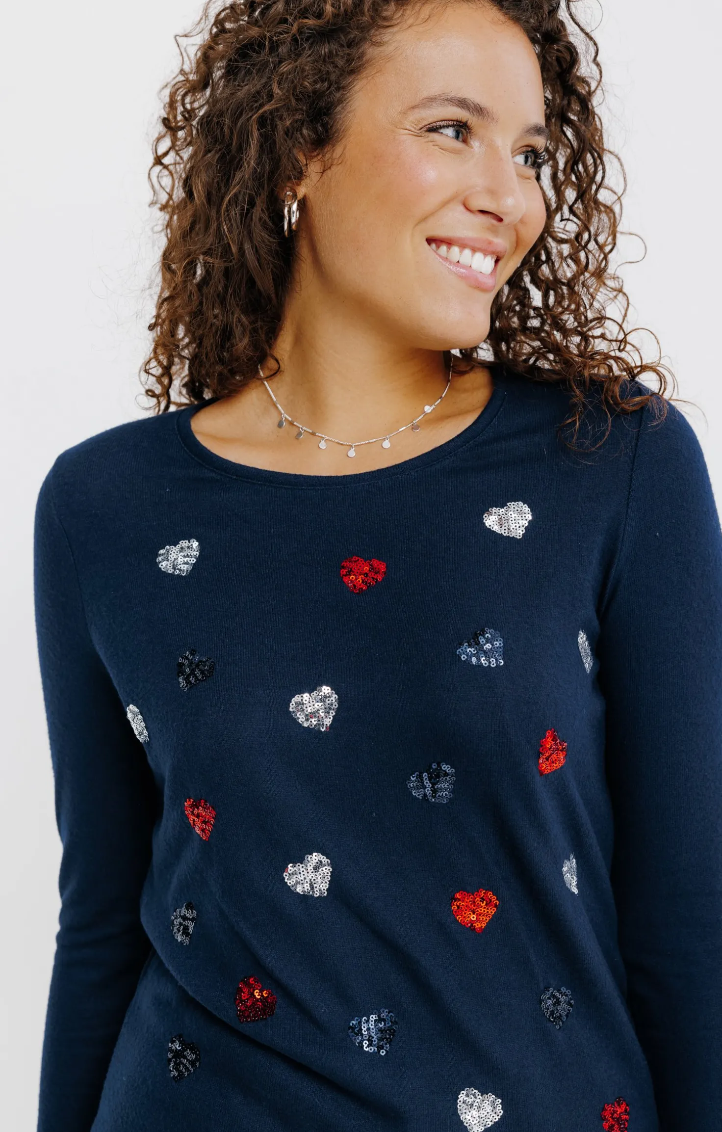 T-SHIRT SEQUINS COL ROND -