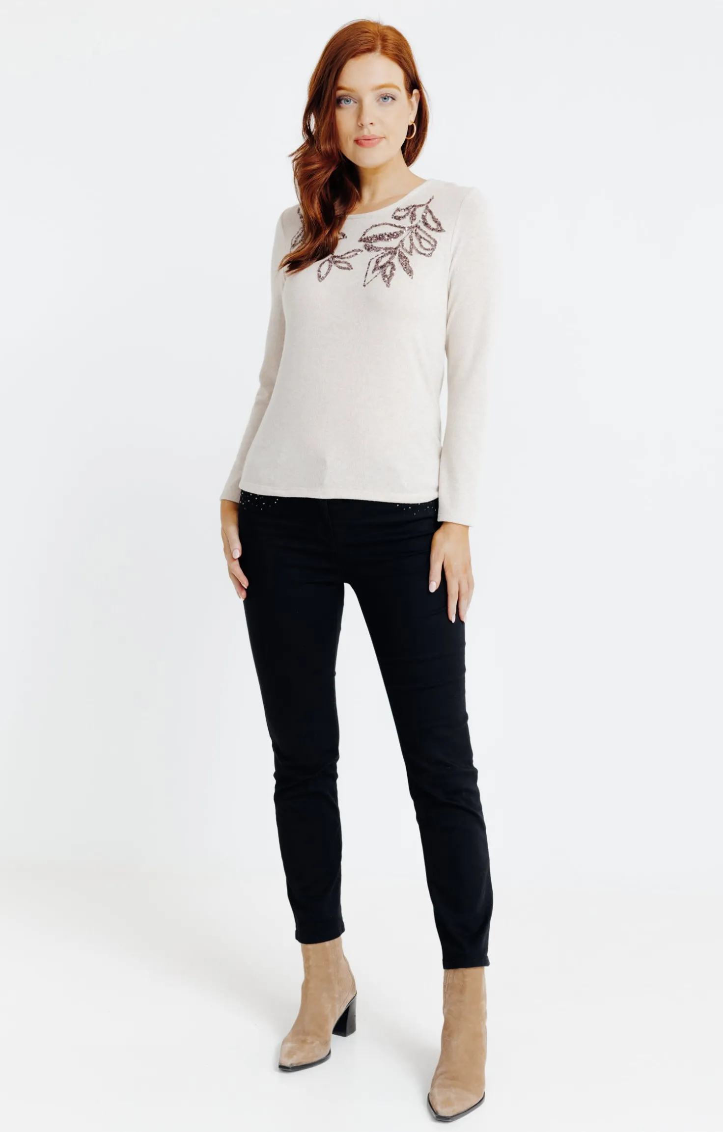 T-SHIRT SEQUINS MANCHES LONGUES -