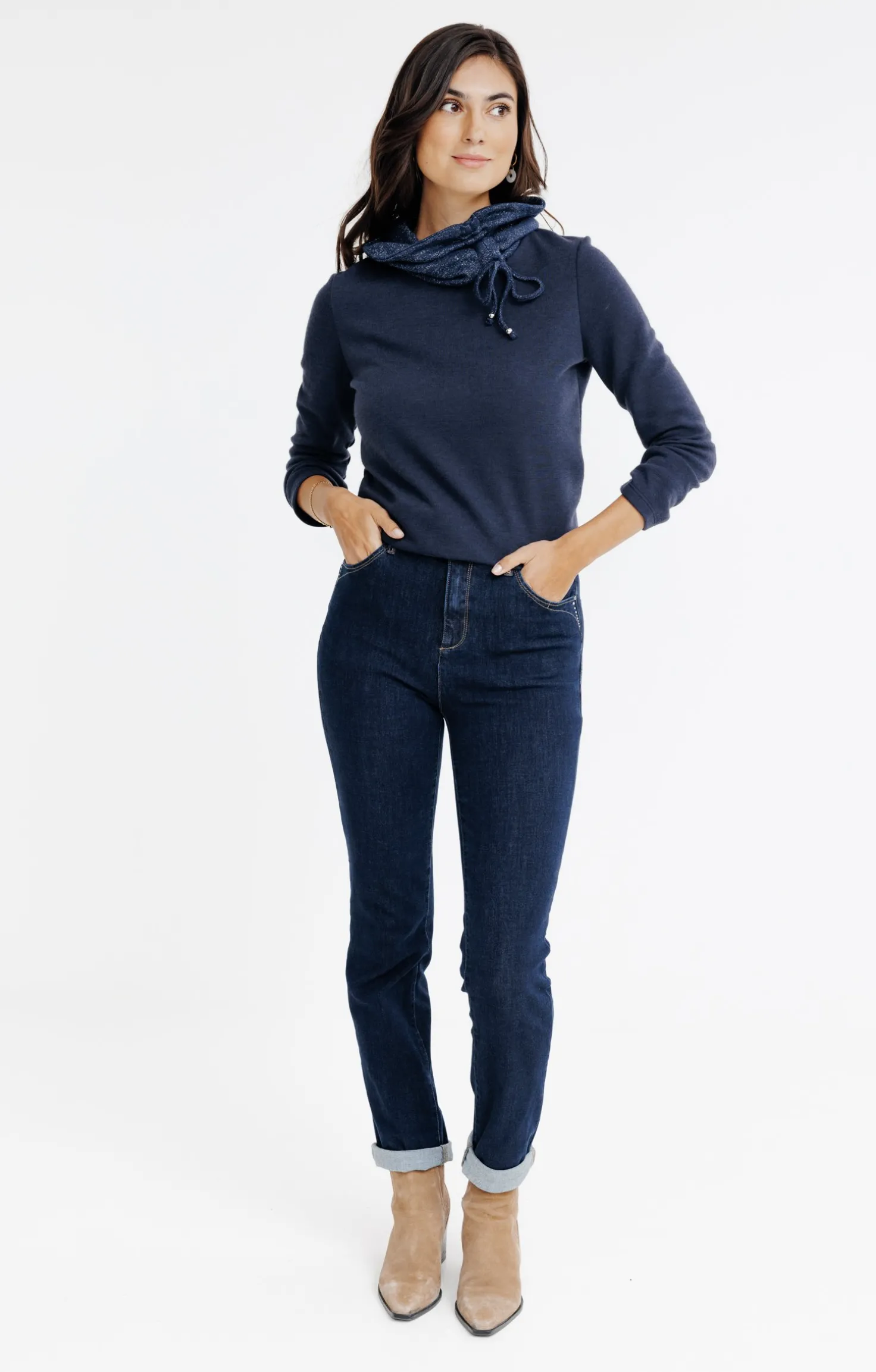 T-SHIRT UNI COL BOULE -