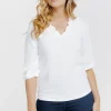 T-SHIRT UNI COL FESTON -