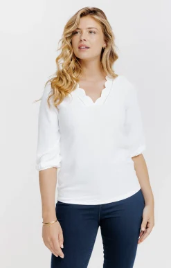T-SHIRT UNI COL FESTON -