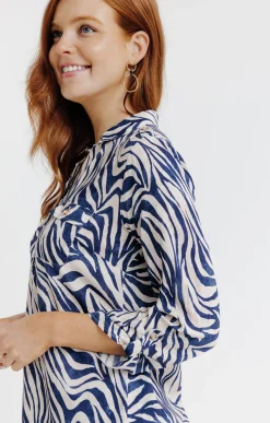 Tunique col chemise imprimée zebre -