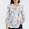 Tunique col chemise imprimée graphique -
