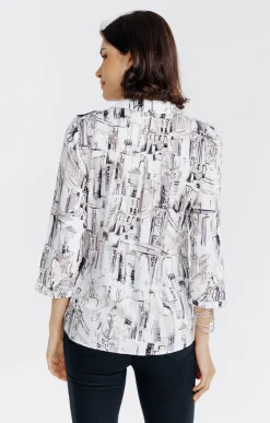 Tunique col chemise imprimée graphique -