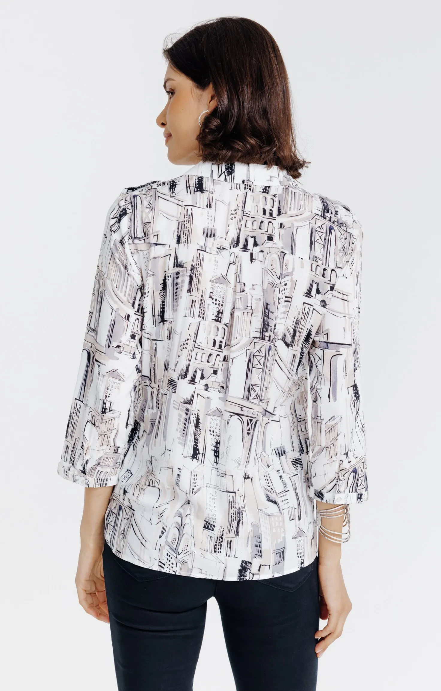 Tunique col chemise imprimée graphique -