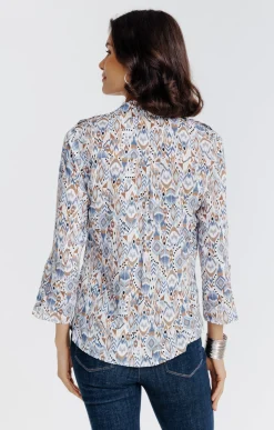 Tunique col chemise imprimée ikat -