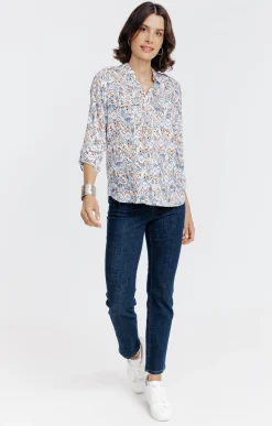 Tunique col chemise imprimée ikat -