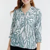 Tunique imprimée bicolore col chemise -