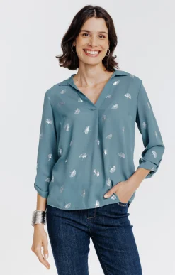 Tunique imprimée col chemise -