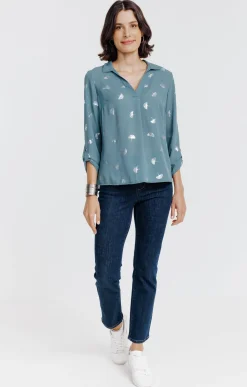 Tunique imprimée col chemise -