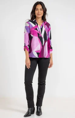 TUNIQUE IMPRIME COLORE COL CHEMISE -