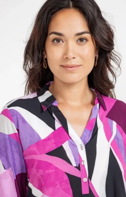 TUNIQUE IMPRIME COLORE COL CHEMISE -