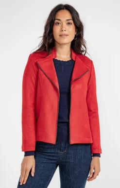 Veste en suédine avec galon fantaisie -