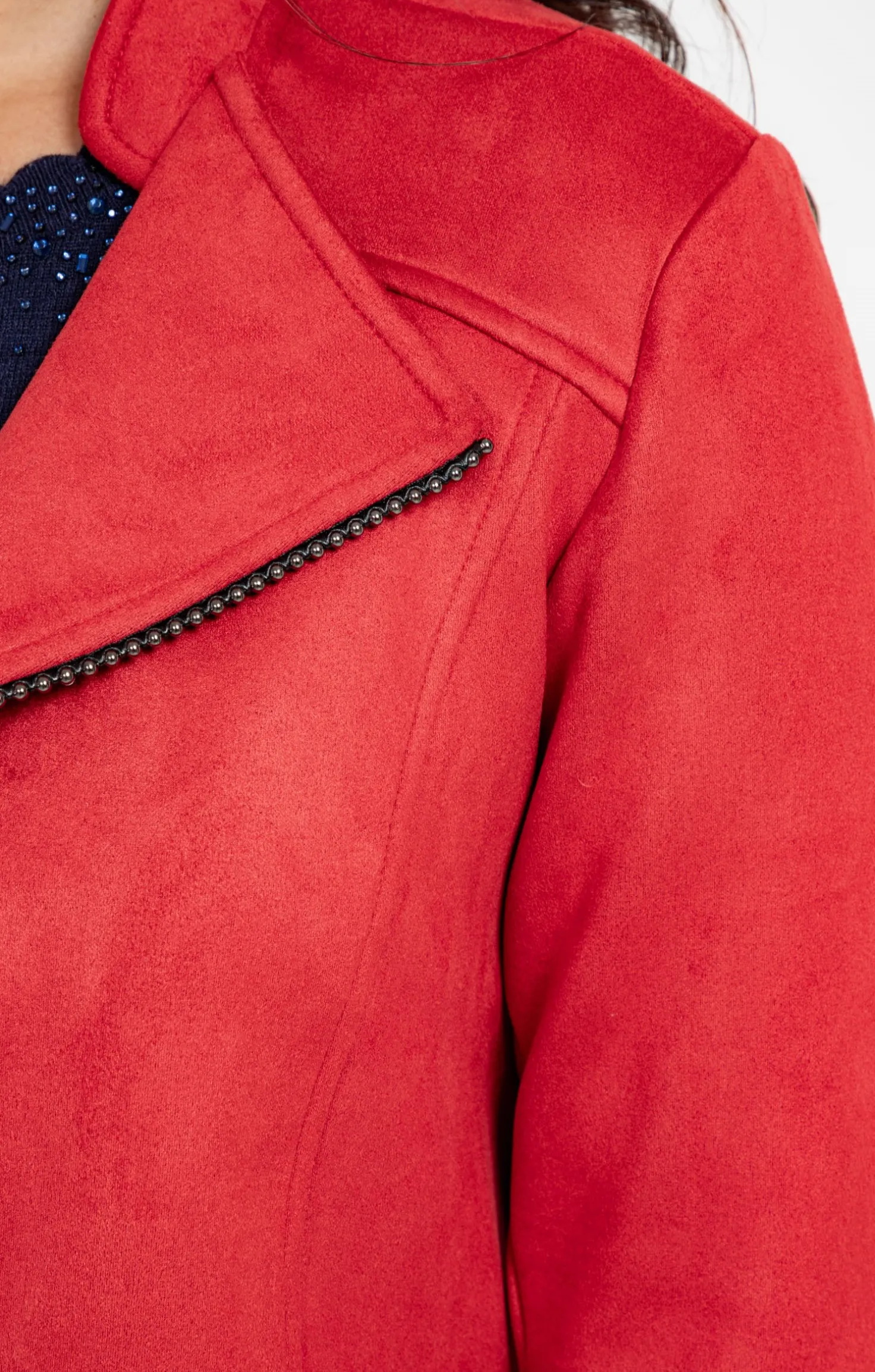 Veste en suédine avec galon fantaisie -